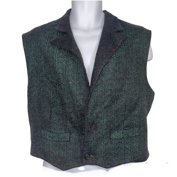 vintage vest Other - Vintage Mens Vest Size Small Black Green Wool Tweed Waistcoat